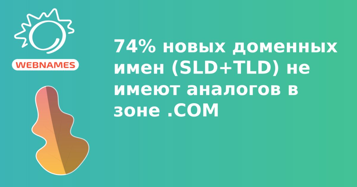 74% новых доменных имен (SLD+TLD) не имеют аналогов в зоне .COM